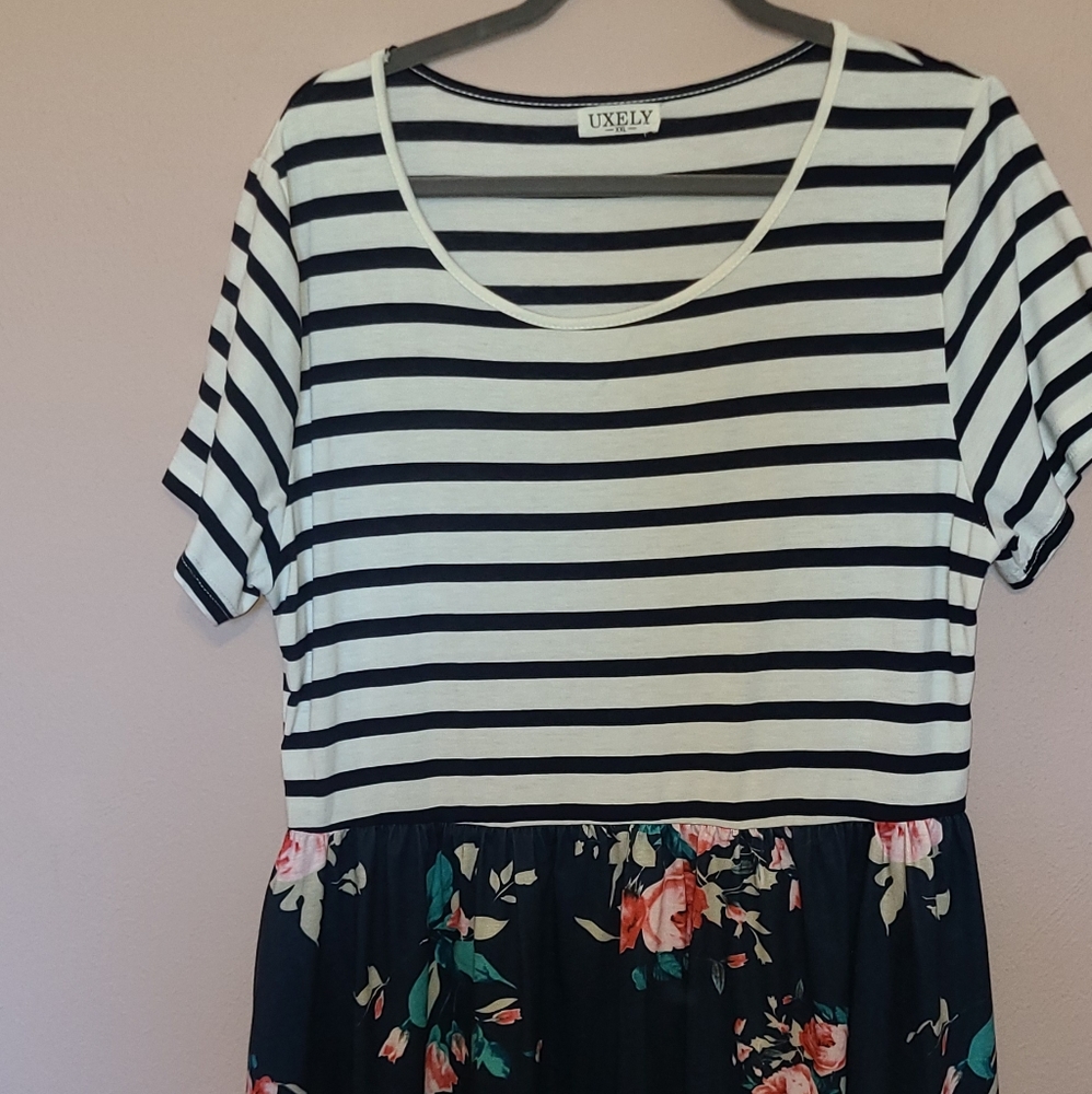 Stripe and floral dress